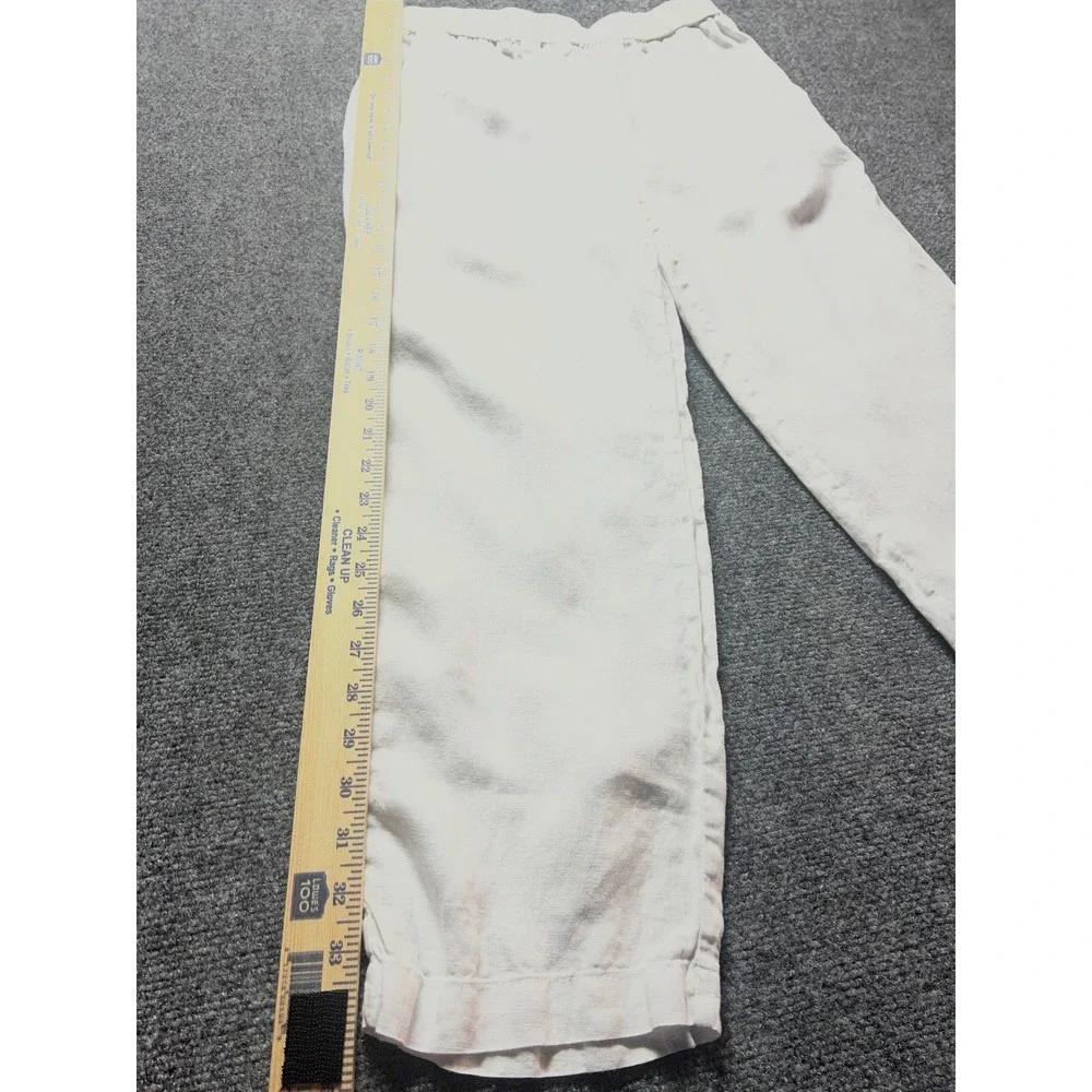 Quince 100% European Linen Pants White Elastic Waist Straight Leg Small